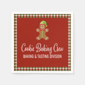 Kariertes Cookie Backen Crew Roter Weihnachtsfeier Serviette (Vorderseite)