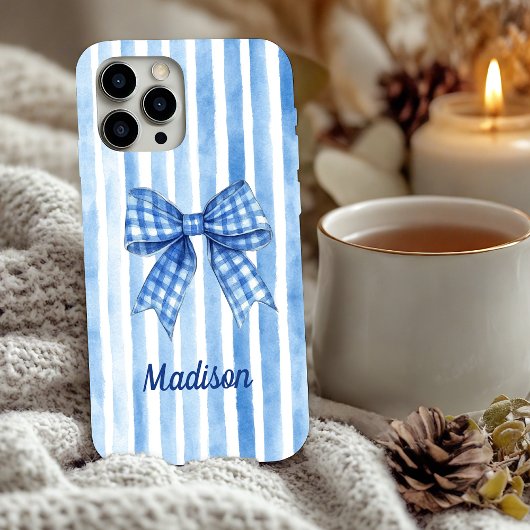 Kariertes Coquette-Bogen-Monogramm Case-Mate iPhone Hülle