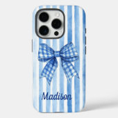 Kariertes Coquette-Bogen-Monogramm Case-Mate iPhone Hülle (Rückseite)