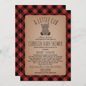 Kariertes Curbside Baby Dusche Sozialabtrieb Bär Einladung (Vorne/Hinten)