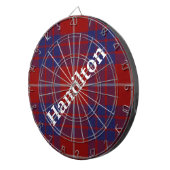 Kariertes Dart Board in Rot, Weiß und Blau Dartscheibe (Vorderseite rechts)