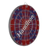 Kariertes Dart Board in Rot, Weiß und Blau Dartscheibe (Vorderseite Links)