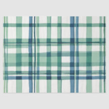 Kariertes Dekoupage-Papier, grün, blau und weiß