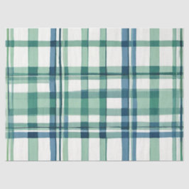 Kariertes Dekoupage-Papier, grün, blau und weiß Seidenpapier