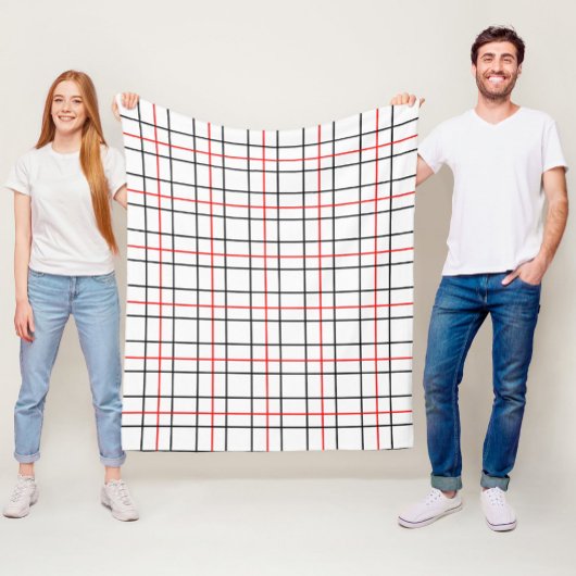 Kariertes Design der roten schwarzen Gitterlinien Fleecedecke