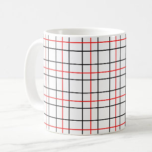 Kariertes Design der roten schwarzen Gitterlinien Kaffeetasse