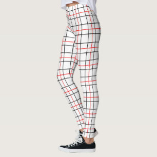 Kariertes Design der roten schwarzen Gitterlinien Leggings