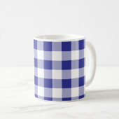 Kariertes  Design in Blau und Weiß Buffalo Trendy Kaffeetasse (VorderseiteRechts)