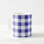 Kariertes  Design in Blau und Weiß Buffalo Trendy Kaffeetasse (Vorderseite Links)