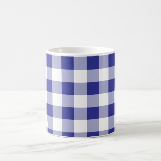 Kariertes  Design in Blau und Weiß Buffalo Trendy Kaffeetasse (Mittel)
