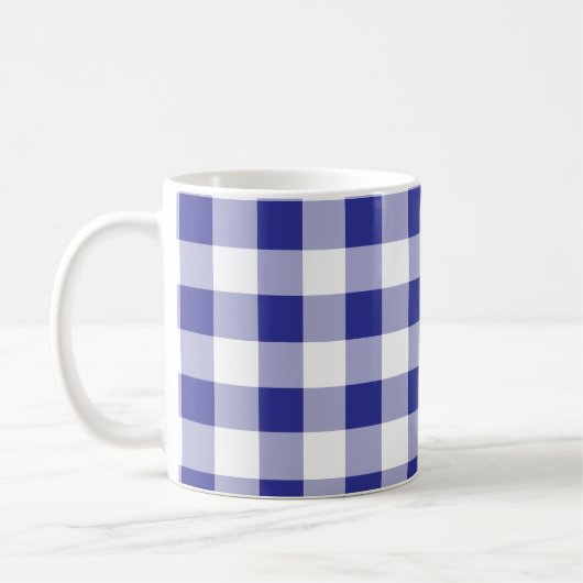 Kariertes  Design in Blau und Weiß Buffalo Trendy Kaffeetasse (Links)