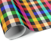 Kariertes Design von Black Multicolored Gingham Geschenkpapier (Rolleneckpunkt)