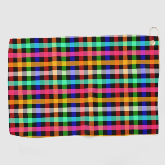 Kariertes Design von Black Multicolored Gingham Golfhandtuch (Horizontal)