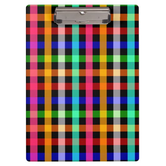 Kariertes Design von Black Multicolored Gingham Klemmbrett (Vorderseite)