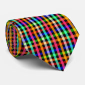 Kariertes Design von Black Multicolored Gingham Krawatte (Gerollt)
