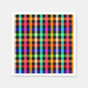 Kariertes Design von Black Multicolored Gingham Serviette