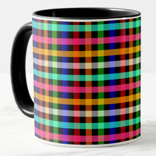 Kariertes Design von Black Multicolored Gingham Tasse