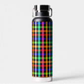 Kariertes Design von Black Multicolored Gingham Trinkflasche (Rückseite)