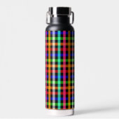 Kariertes Design von Black Multicolored Gingham Trinkflasche (Vorne)