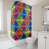 Kariertes Design von Blue Red Green Glitzer Duschvorhang (Beispiel)