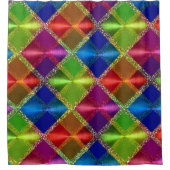 Kariertes Design von Blue Red Green Glitzer Duschvorhang (Vorderseite)