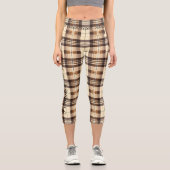 Kariertes Design von Classic Brown Tartan Capri Leggings (Vorderseite)