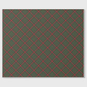 Kariertes Diagonalmuster aus grün-rotem Tartan Geschenkpapier (Flach)