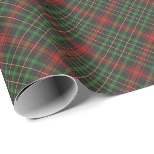 Kariertes Diagonalmuster aus grün-rotem Tartan Geschenkpapier (Rolleneckpunkt)