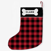 Kariertes Dogenknochen-Monogramm aus rotem und sch Kleiner Weihnachtsstrumpf (Rückseite)