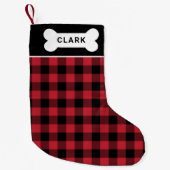 Kariertes Dogenknochen-Monogramm aus rotem und sch Kleiner Weihnachtsstrumpf (Vorderseite)