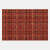 Kariertes dunkelrotes Weihnachtsgold Geschenkpapier Set (Vorderseite)
