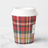 Kariertes Elegantes Rustikales Rotes Karo Brautpar Pappbecher (Rechts)