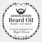 Kariertes Etikett für Männer-Bartenöl Buffalo Runder Aufkleber (Vorderseite)