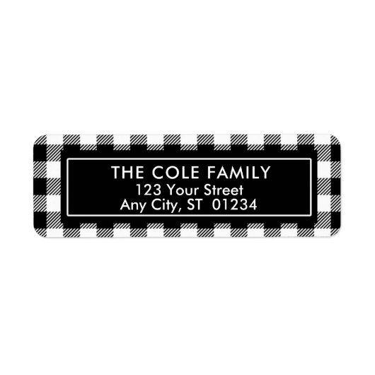 Kariertes Etikett für Schwarzweiß-Buffalo (Vorne)