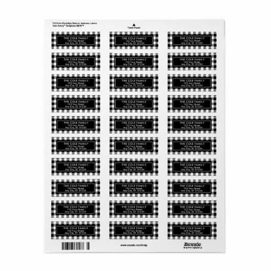 Kariertes Etikett für Schwarzweiß-Buffalo (Vorne)