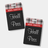 Kariertes Fabric HALL Pass Ausweis (Vorder- & Rückseite)