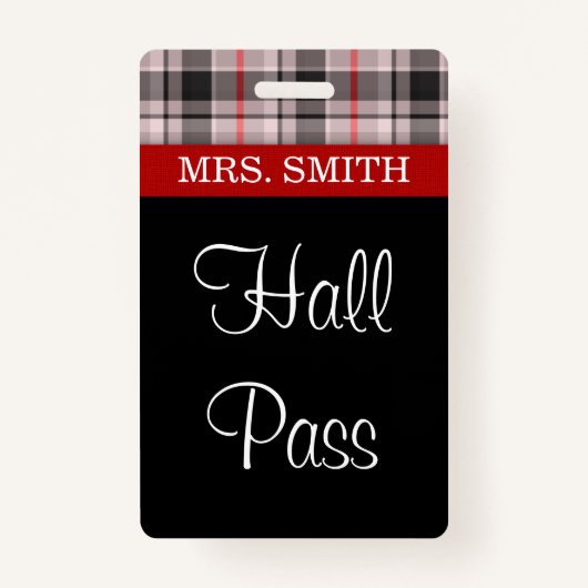 Kariertes Fabric HALL Pass Ausweis (Vorderseite)