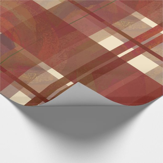 Kariertes Fall-Rot Madras Geschenkpapier (Ecke)