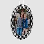 Kariertes familiäres Foto "Black and White Buffalo Ornament (Vorderseite)