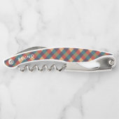 Kariertes Farbmuster Rot und Beige Kellnermesser (Rückseite)
