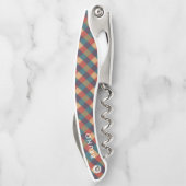 Kariertes Farbmuster Rot und Beige Kellnermesser (Rückseite)