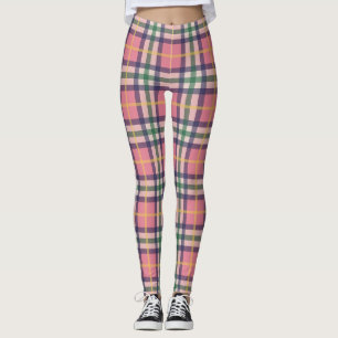 Kariertes Federmuster Leggings