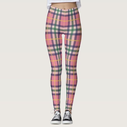 Kariertes Federmuster Leggings (Vorderseite)