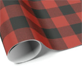 Kariertes festes Red & Black Buffalo Geschenkpapier (Rolleneckpunkt)