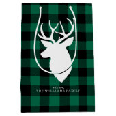 Kariertes, festliches Green Buffalo-Muster Mittlere Geschenktüte (Vorderseite)