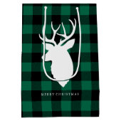 Kariertes, festliches Green Buffalo-Muster Mittlere Geschenktüte (Rückseite)