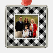 Kariertes Foto "Black & White Buffalo" Ornament Aus Metall (Vorne)