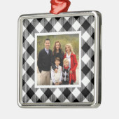 Kariertes Foto "Black & White Buffalo" Ornament Aus Metall (Links)