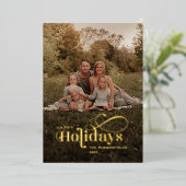 Kariertes Foto Calligrafie Weihnachtsgold Folien Feiertagskarte (Stehend vorne)