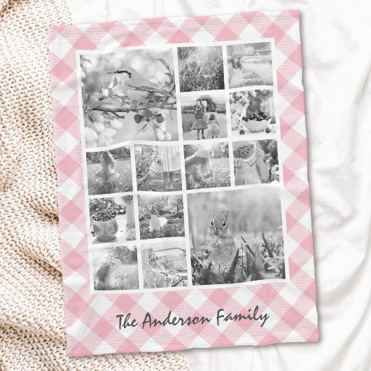 Kariertes Foto Collage Baby Girl mit benutzerdefin Fleecedecke